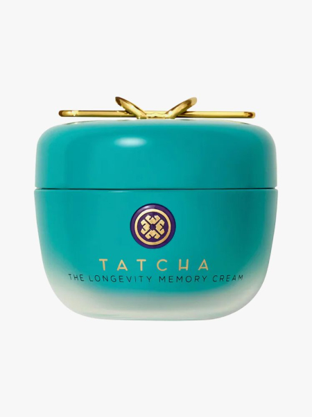 Tatcha Longevity Cream in branded component on a light gray background